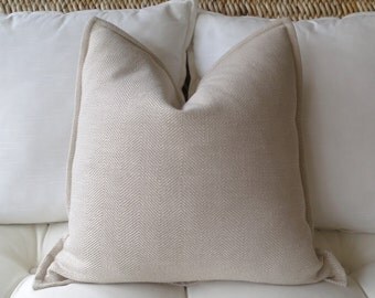 Tan Herringbone Pillow Cover, 18 x 18 inch, 20 x 20 inch, Beige Pillow Cover, Tan Pillow Cover, Ivory Pillow, Designer Pillow