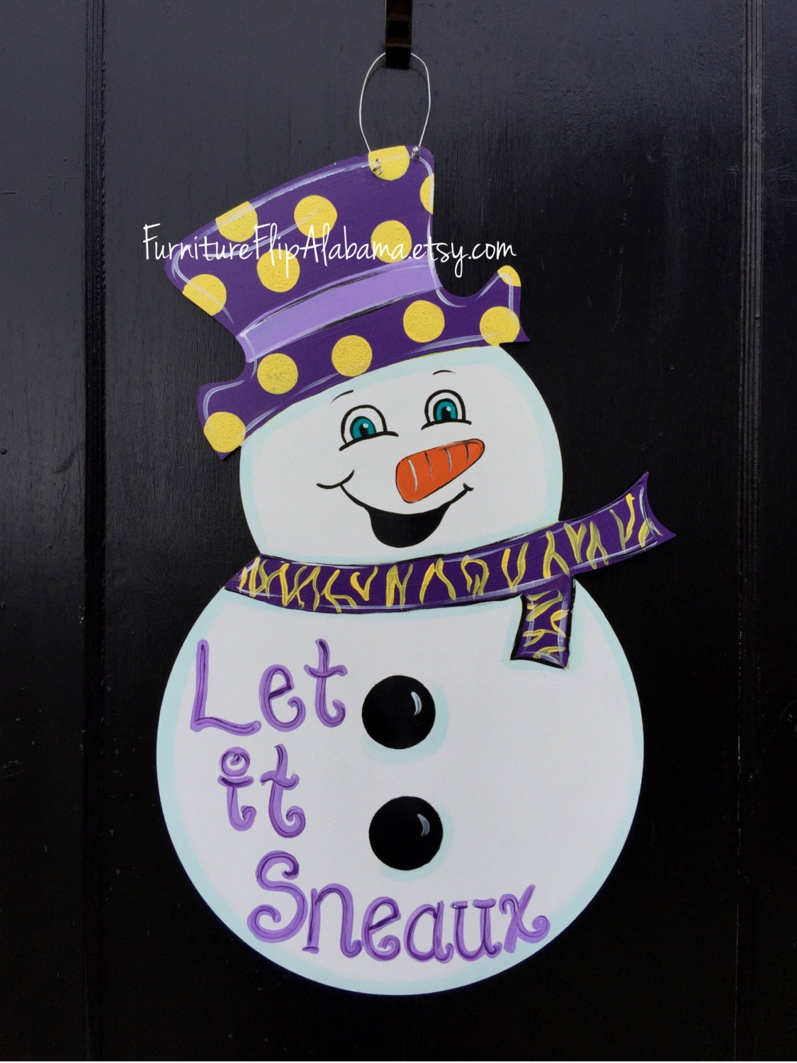 Snowman door hanger,Winter door hanger,LSU christmas door
