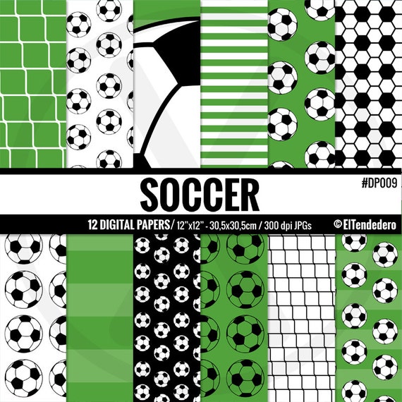 Soccer digital paper pack with soccer balls patterns to use