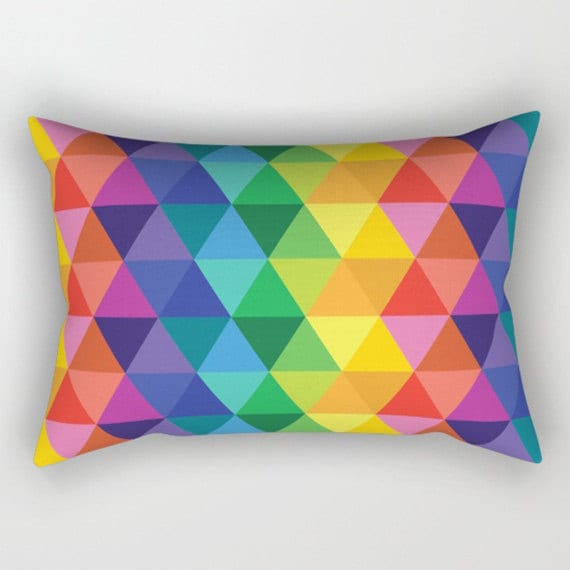 Throw Pillow - Colors of the Rainbow - Triangles