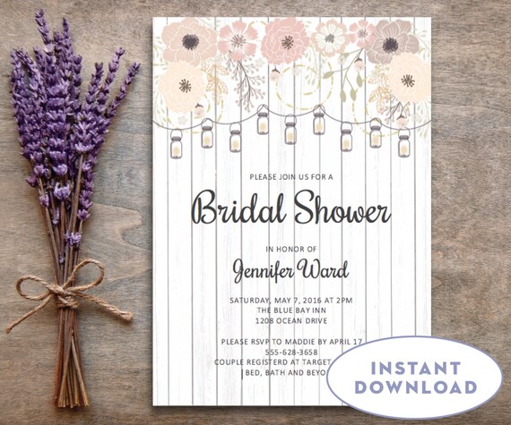 Printable Rustic Bridal Shower Invitation