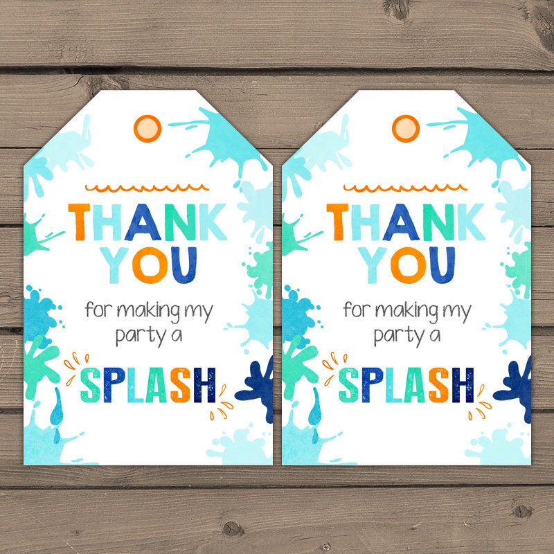 Pool Party Favor Tags Pool birthday Thank you tags Splish