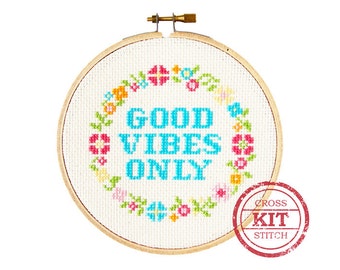 Good Vibes Only DIY Cross Stitch Kit