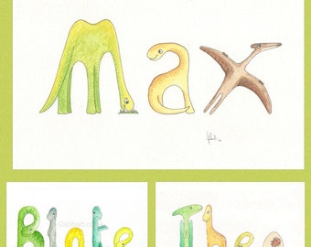 Custom Dino Name Art. Personalised dinosaur names.