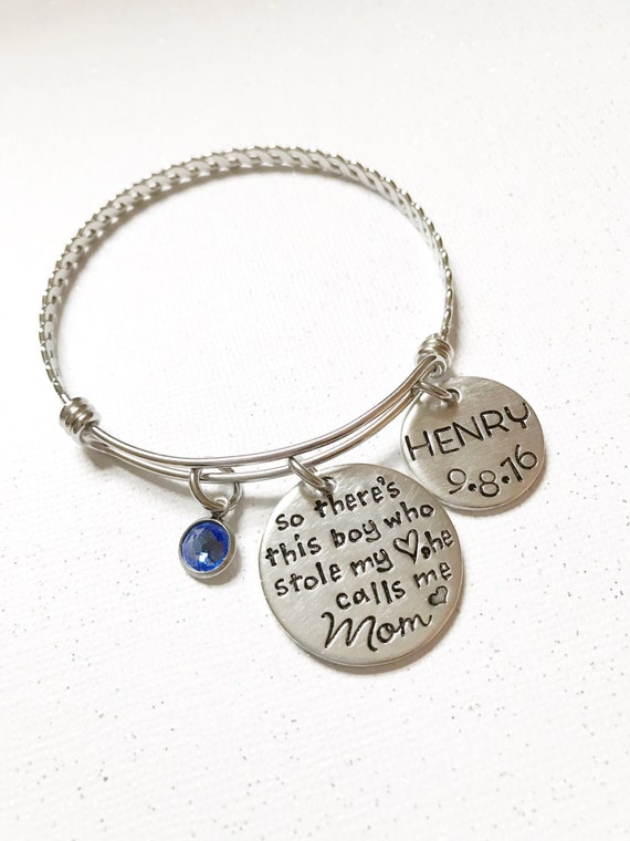Boy mom Bracelet for mother of boys Hand stamped bracelet