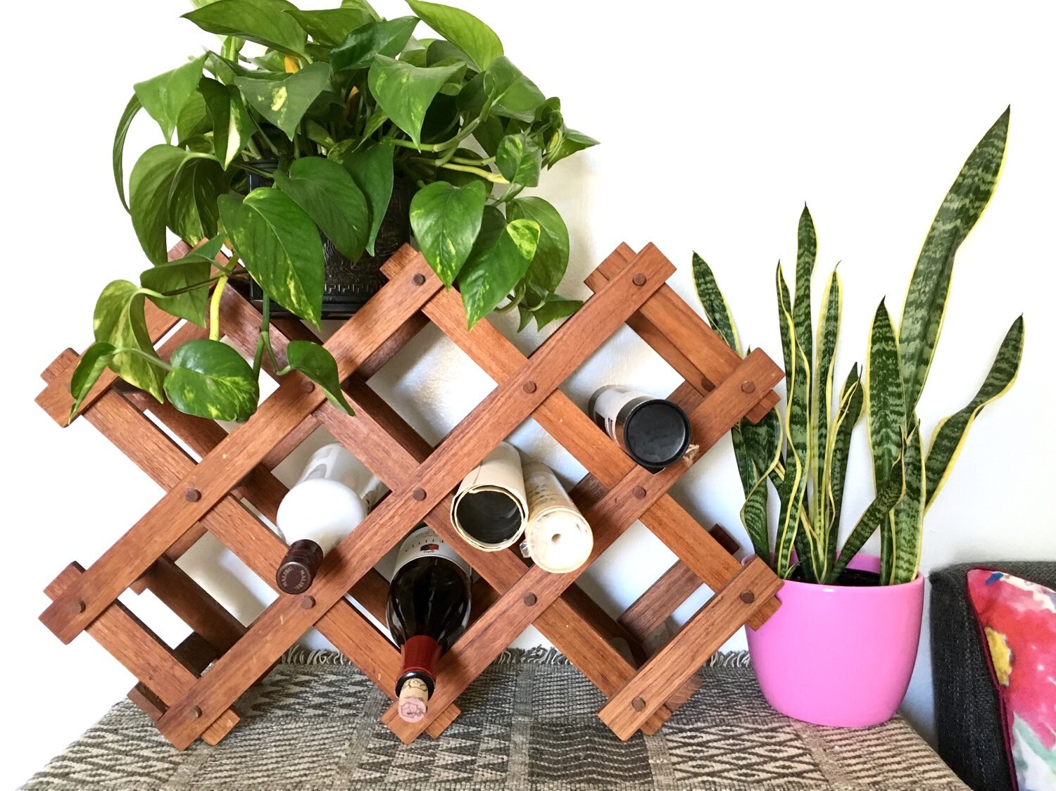 teak wine bottle holder