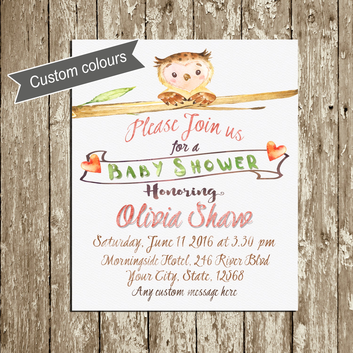 Rustic Woodland Baby Shower Invitations 2