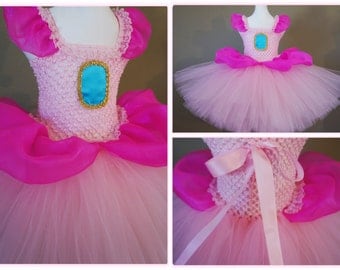 Princess Peach Inspired Dress - Super Mario- tutu dress- baby tutu dress- kids costume - halloween party