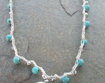 Pretty Howlite Crochet Choker Necklace