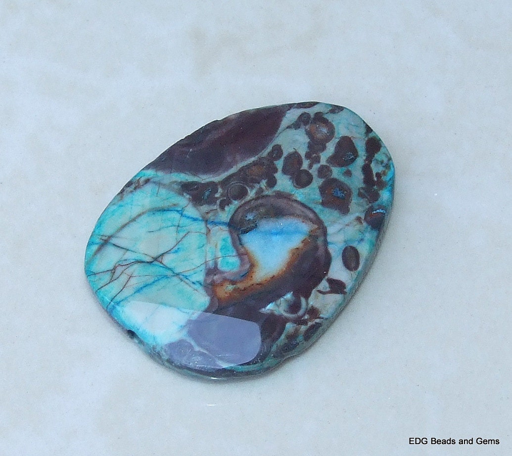 Ocean Jasper Quartz Druzy Faceted Bead. Slab Bead Stone