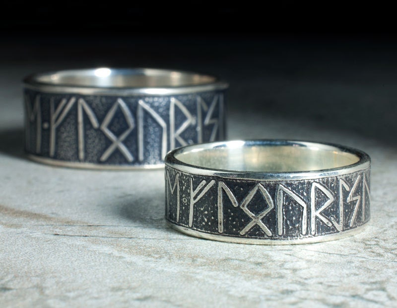 matching silver rune rings with custom message unique viking wedding rings his and hers - Viking Wedding Rings matching silver rune rings with custom message unique viking wedding rings his and hers - Viking Wedding Rings