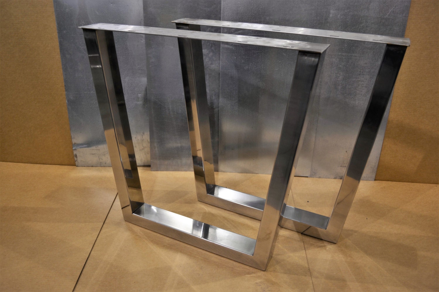 Polished Stainless Metal Tapered Table Legs Any Size