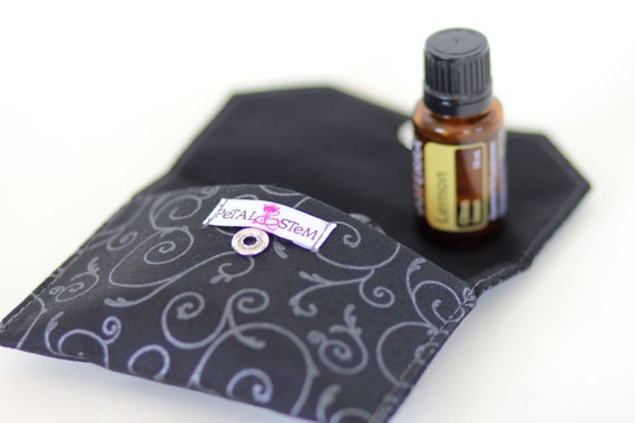 Essential Oil Bag for 3 bottles (15ml) black and silver