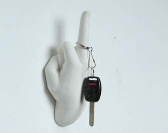 Interior Illusions Middle Finger Wall Hook - White, Hand, F-Off, F-You, Resin, Sculpture, Home Decor, Desk Top,fuck, Hand Art,hat rack
