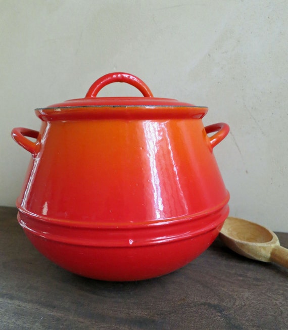 DescoWare Bean Pot Made in Belgium Flame Orange Enamel Cast