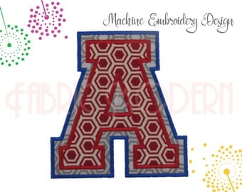 UNIVERSITY COLLEGIATE MONOGRAM double Applique' Embroidery Font Design, 4, 5 and 6 inches, All letters,includes bx, #792