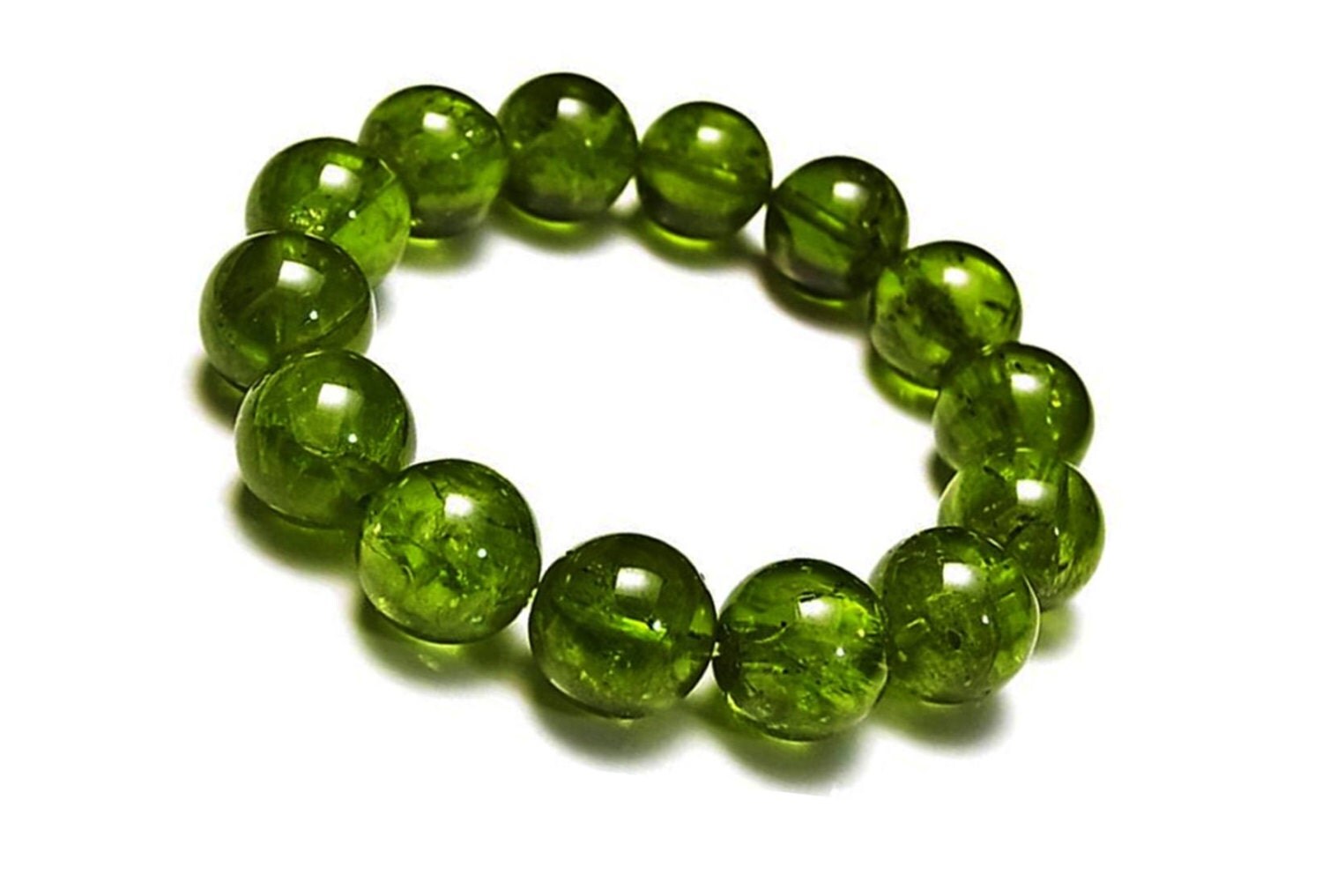 10mm Peridot Bracelet Green Peridot Beads Bracelet Peridot