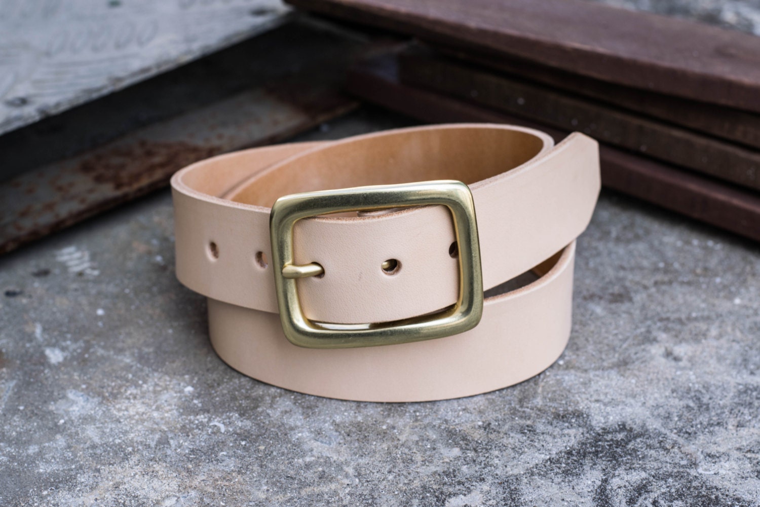 Vegetable Tanned Leather Garrison Belt 3 Colors 15 Inch