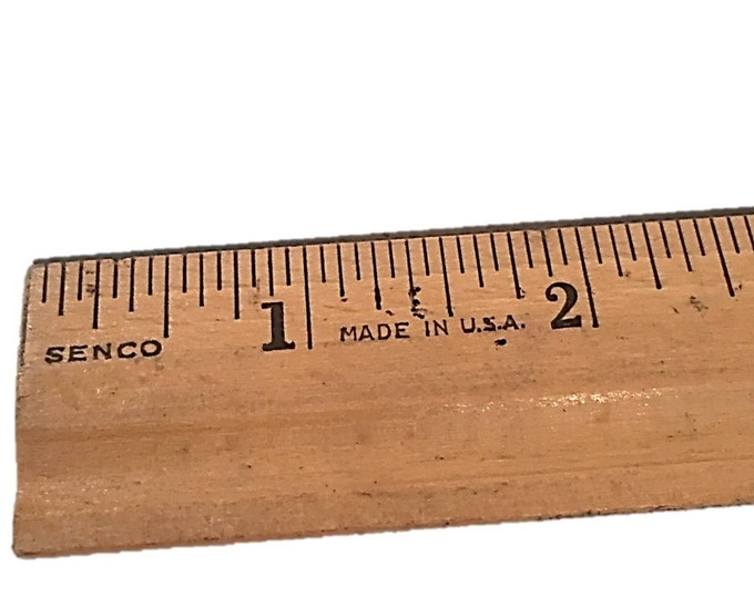 Vintage wooden ruler with metal edge. 12 Inch Senco Ruler - Made in the USA - Useful and good looking vintage object.