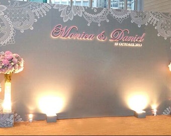 Customize Wedding Backdrop,Wedding Stage Photography Backdrop,Wedding Invitation photobooth background, photo prop H1