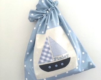 Personalised Boat Drawstring Bag