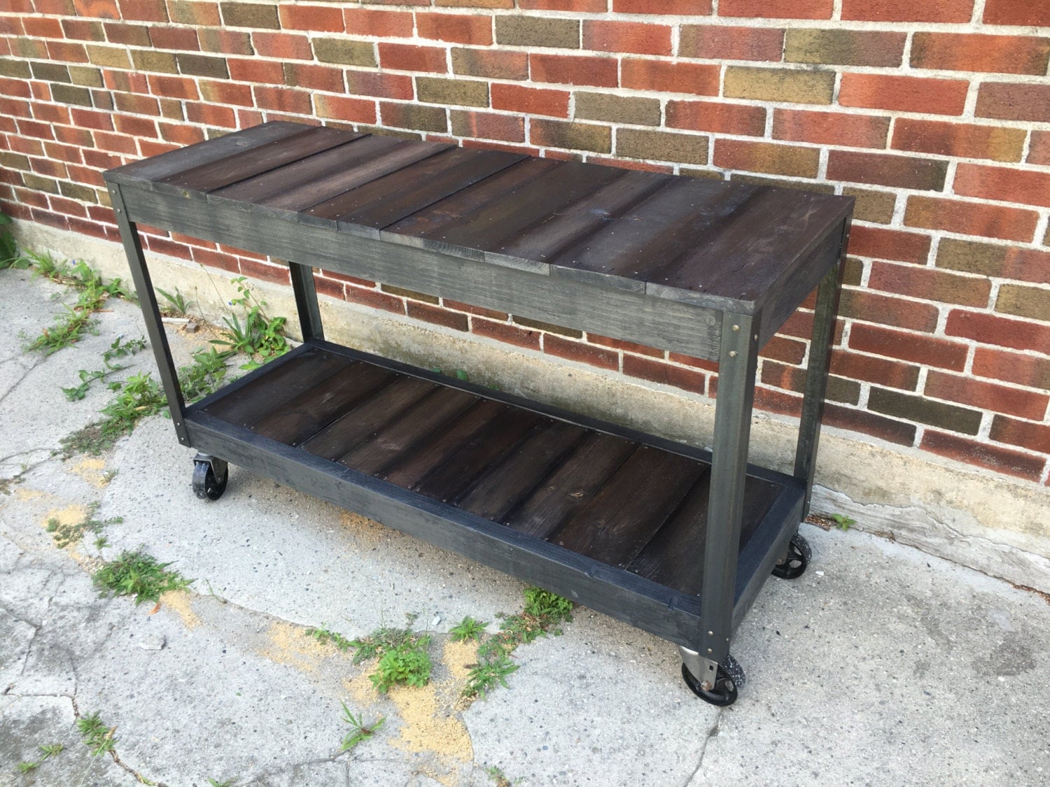 Rustic Industrial Utility Cart TV Stand by TheCrabbyLionStore