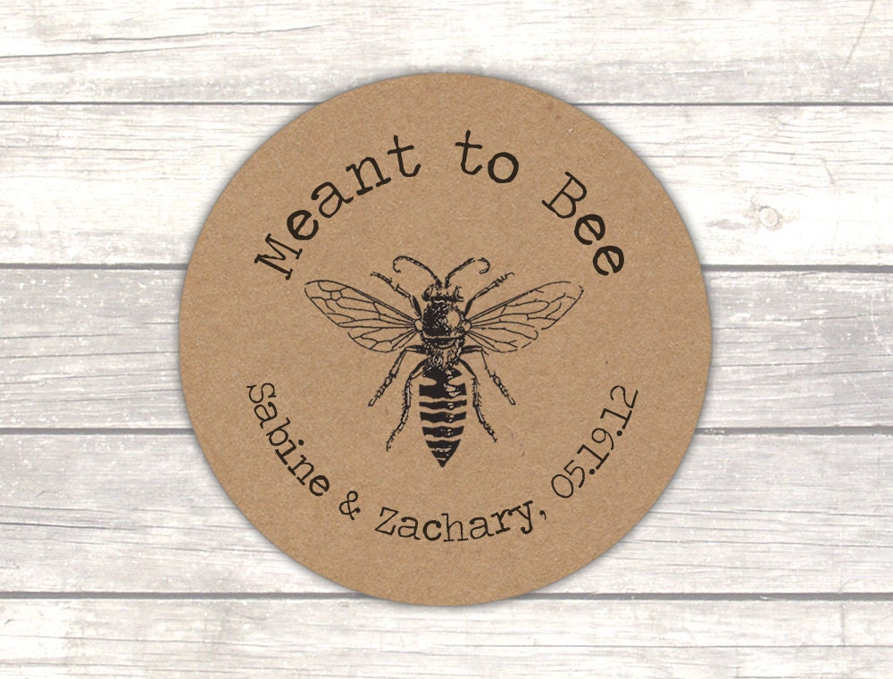 Meant to bee stickers Honey jar labels Favor stickers