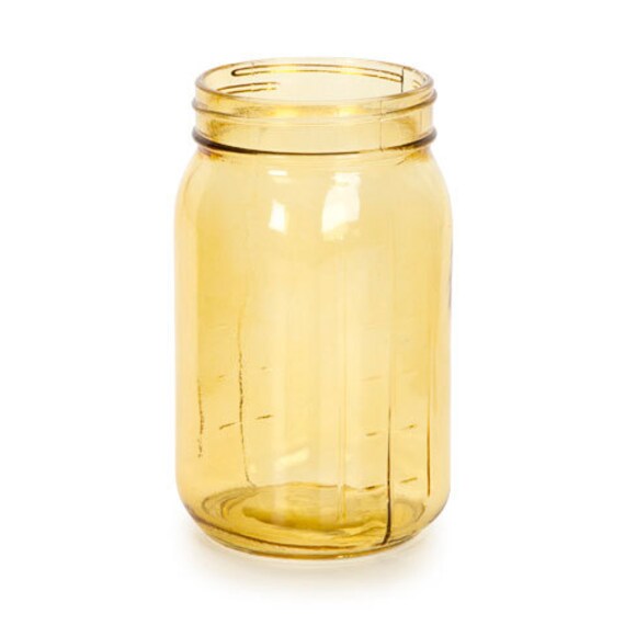 Set of 10 YELLOW Amber GLASS MASON Jar Fall unique rare color