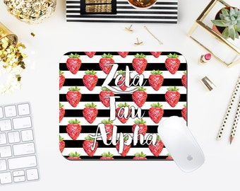 Strawberries & Stripes Custom Sorority Mouse Pad exclusively at The Greek Ink Press