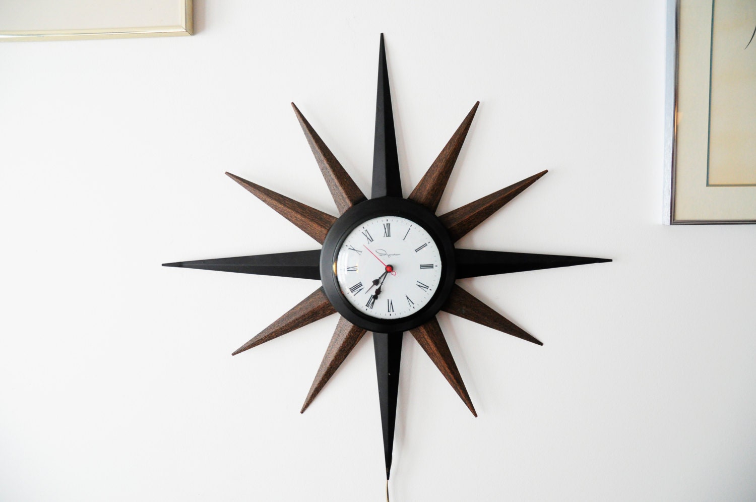Mid Century Ingraham Starburst Clock/ made in Canada/ working