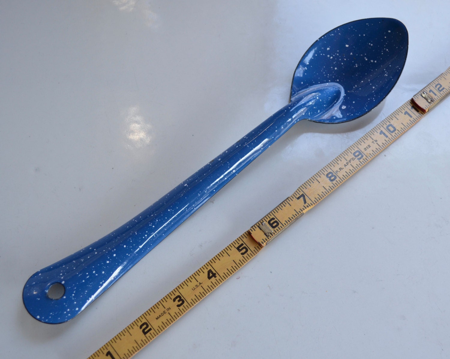 Vintage LARGE 12 Enamelware Serving Spoon Cobalt Blue