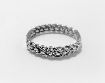 Silver quintet braided ring