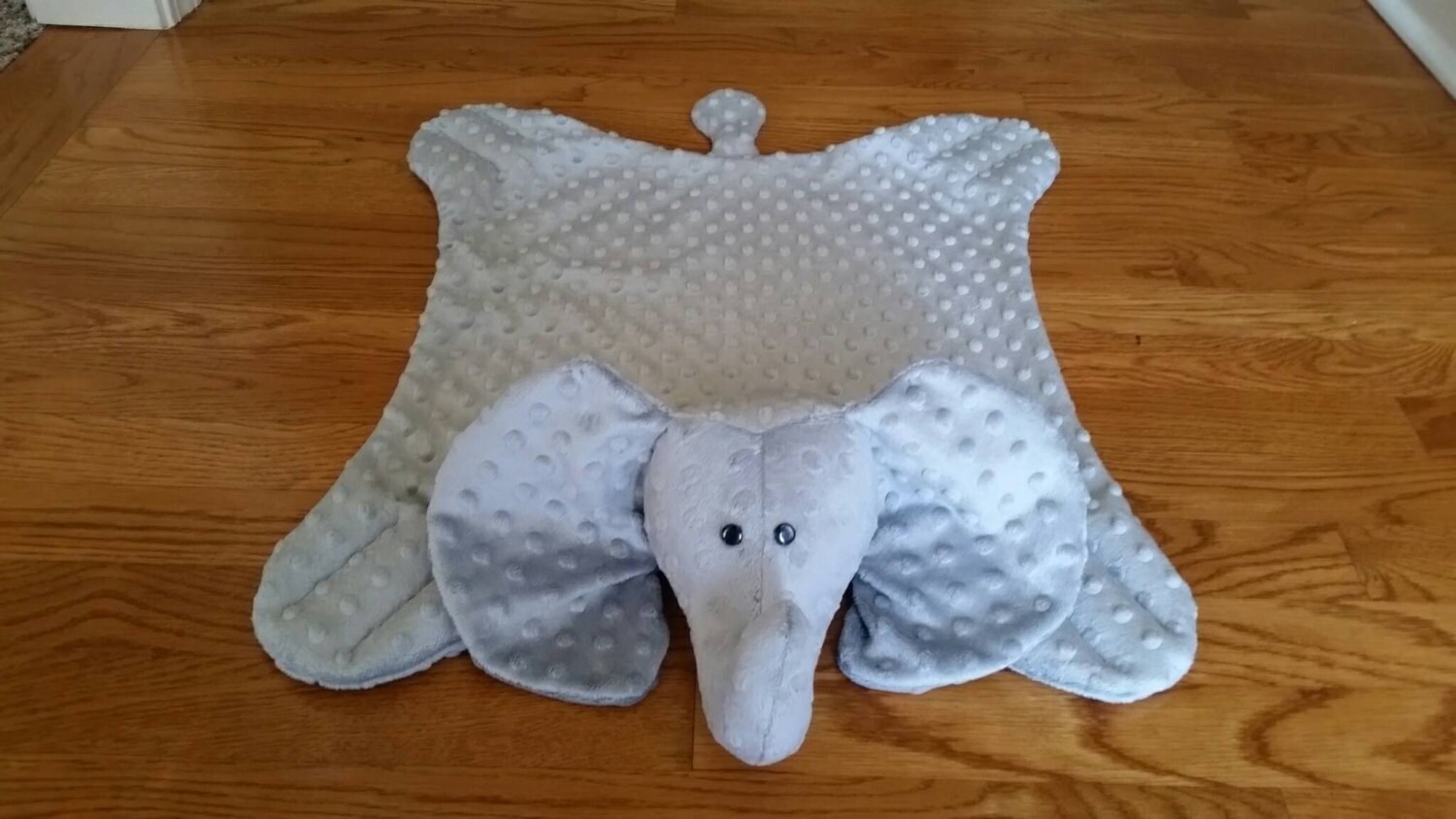 Grey Minky Dimple Dot Elephant Snuggle Blanket / Toy
