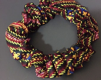 Chouchou taille XL tissu africain wax pour dreadlocks cheveux afro rasta ethnique motifs géométriques original fantaisie