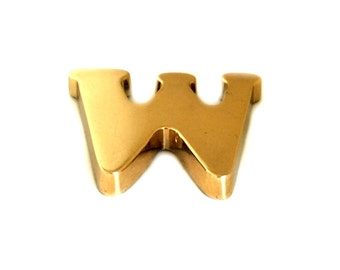 Vintage Brass Letter W Paperweight, Vintage Brass Letter