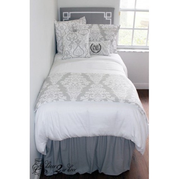 Solid Grey Dorm Room Extended Length 32 Drop Bed Skirt