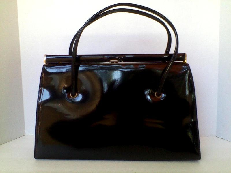 Vintage Black Patent Leather Handbag