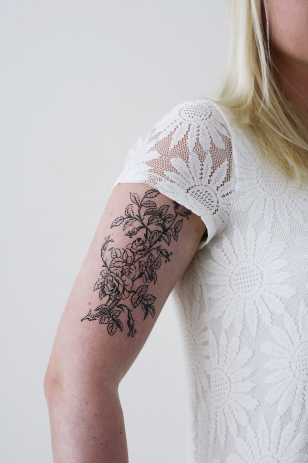 Large Floral Temporary Tattoo / Flower Temporary Tattoo / Boho