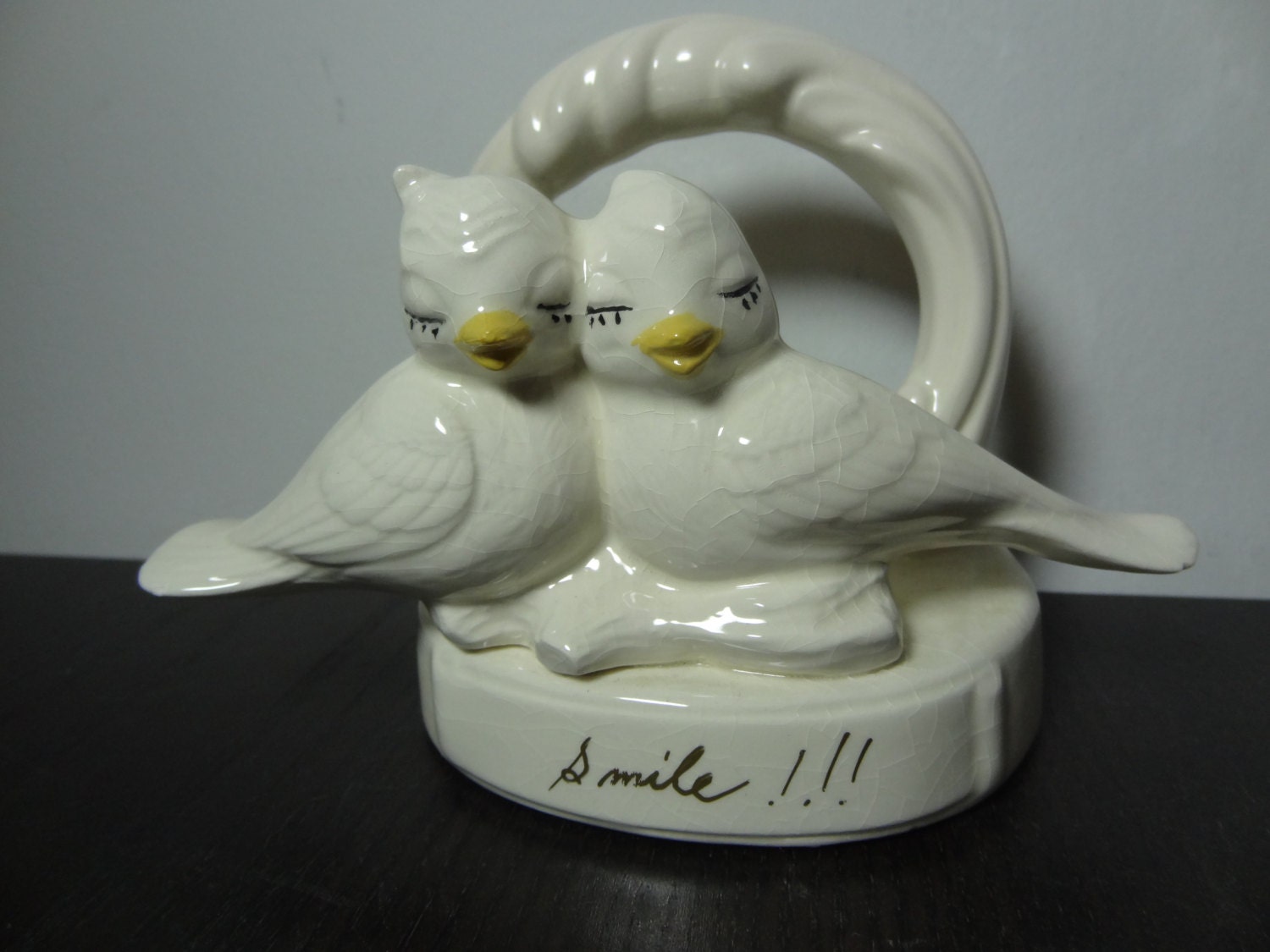 Vintage White Love Birds Ceramic Cake Topper/Figurine