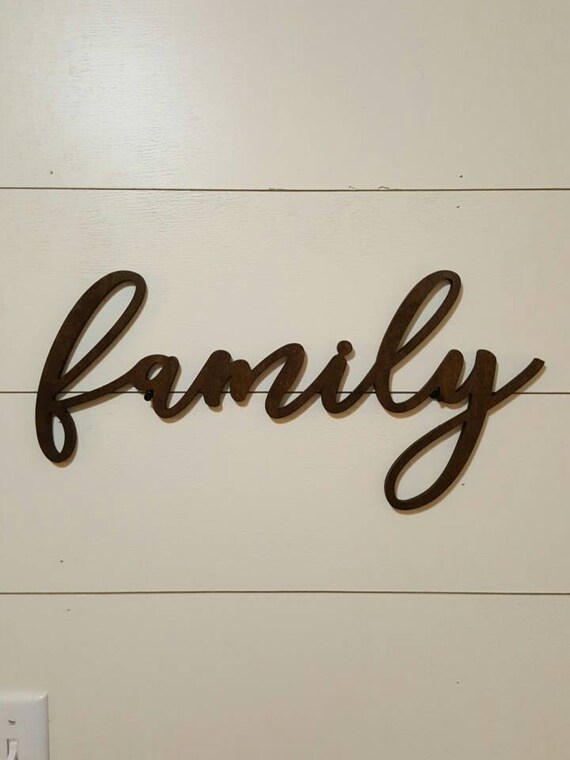 Family Wood Word Cutout Scroll Cut Word Family Wall Decor