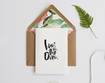 Pregnancy Card - Expectant Mum Card - Mum-to-be Card - Pretty Envelope Liner - Bun in the Oven Card