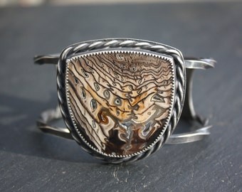 Hell's Canyon, Petrified Wood, Sterling Silver, Cuff Bracelet