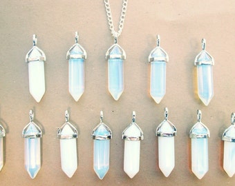 CLEARANCE IMPERFECT Opal Necklace Opalite Crystal Necklace Boho Punk Pastel Goth Soft Grunge Hipster Gemstone Necklace Opal Quartz Necklace