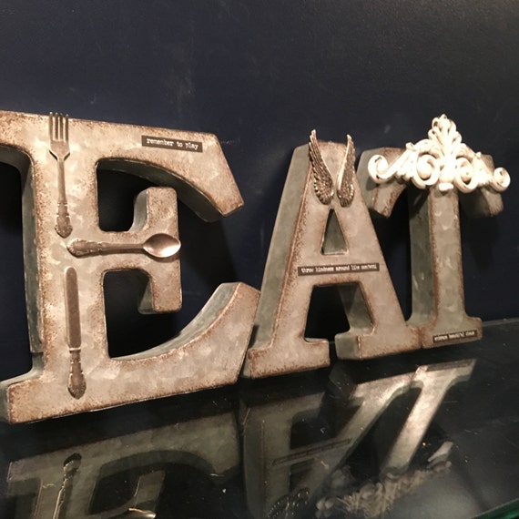 eat sign rustic metal eat letters rustic kitchen decor