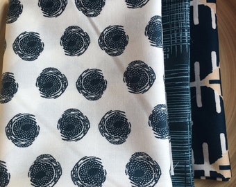 Clearance Fat Quarter Bundle - Art Gallery Fabric - 3 Fat Quarters - Cotton Quilting Fabric - Navy Modern Fabric - Navy Fat Quarter Bundle