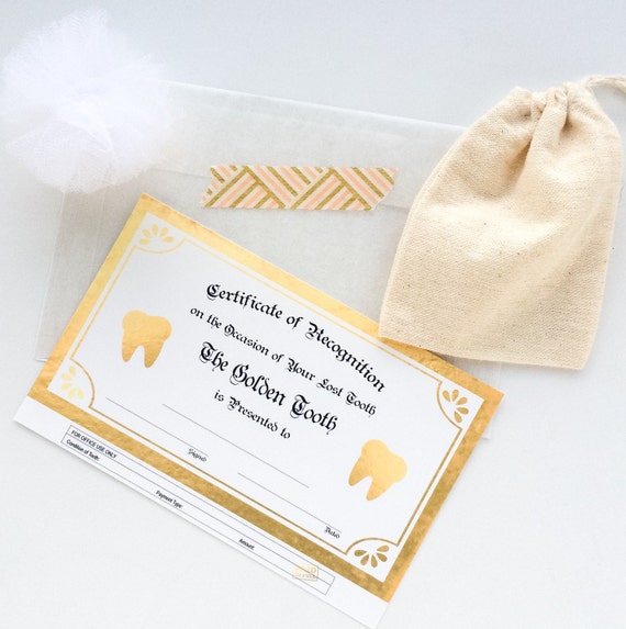 Tooth Fairy Receipt, Tooth Fairy Certificate, Gold Tooth Fairy Certificate, Fairy Size Certificate INSTANT DOWNLOAD Il_570xn