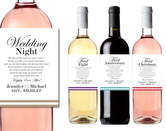 Wedding Milestone Wine Labels, Engagement Gift, Celebrating Marriage Firsts, Wedding Gift, First Anniversary, Bridal Shower Gift #CLM104