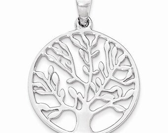 Sterling Silver Tree of Life Round Pendant Charm LKQQP4321