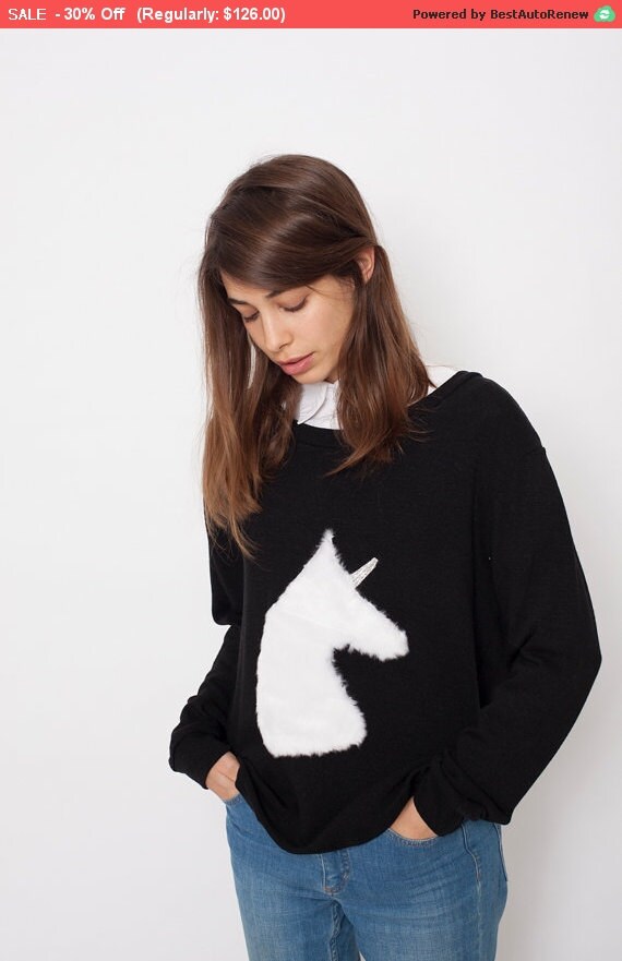 SALE 30% Hipster sweater unicorn sweater hand made by OdeliaArnold