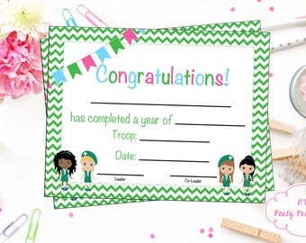 INSTANT DOWNLOAD - Scout Junior Certificate of Completion - Scout Bridging Award - Junior Certificate - DIY - Print at Home - Not editable